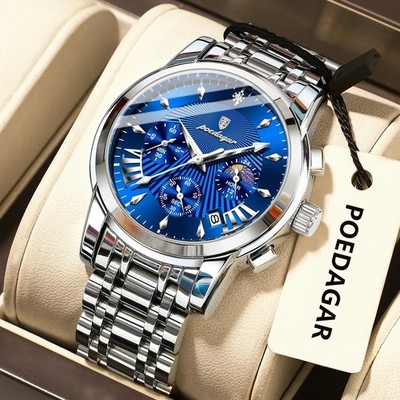 Herren Armbanduhr Luxus Militäruhr Chronograph Edelstahl Sportuhr Männer Uhr Neu