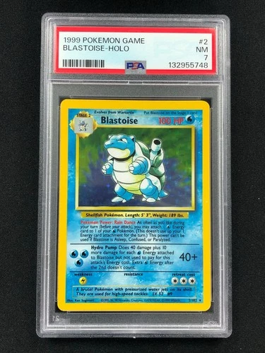 Pokemon 1999 Blastoise Holo 2/102 PSA 7