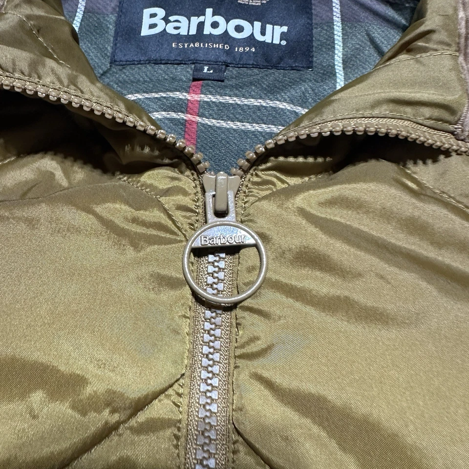 Barbour Finn Quilted Gilet Vest Mens Size L Large Full Zip Corduroy Collar - Image 3 of 4