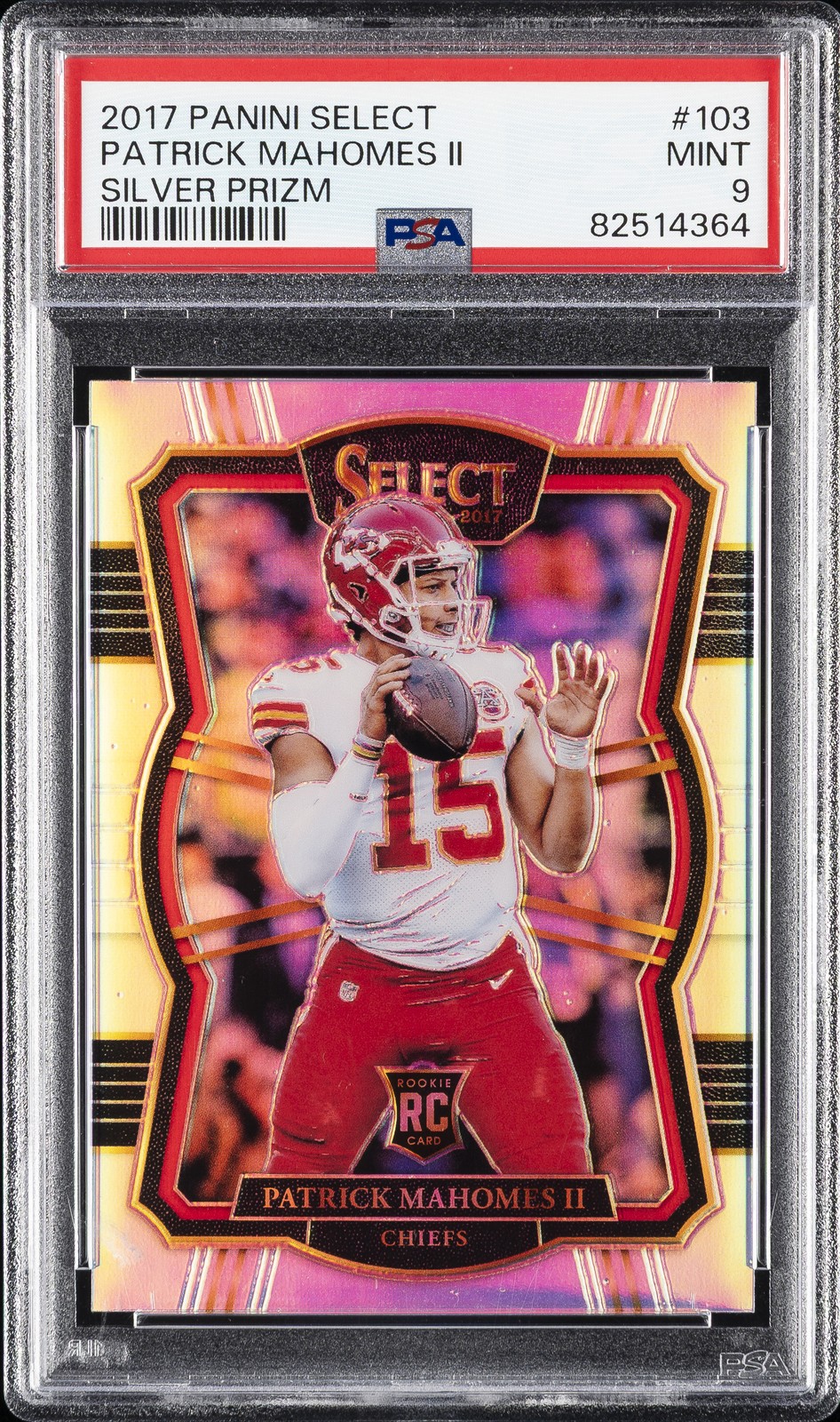 2017 PANINI SELECT SILVER PRIZM #103 PATRICK MAHOMES II ROOKIE RC PSA 9