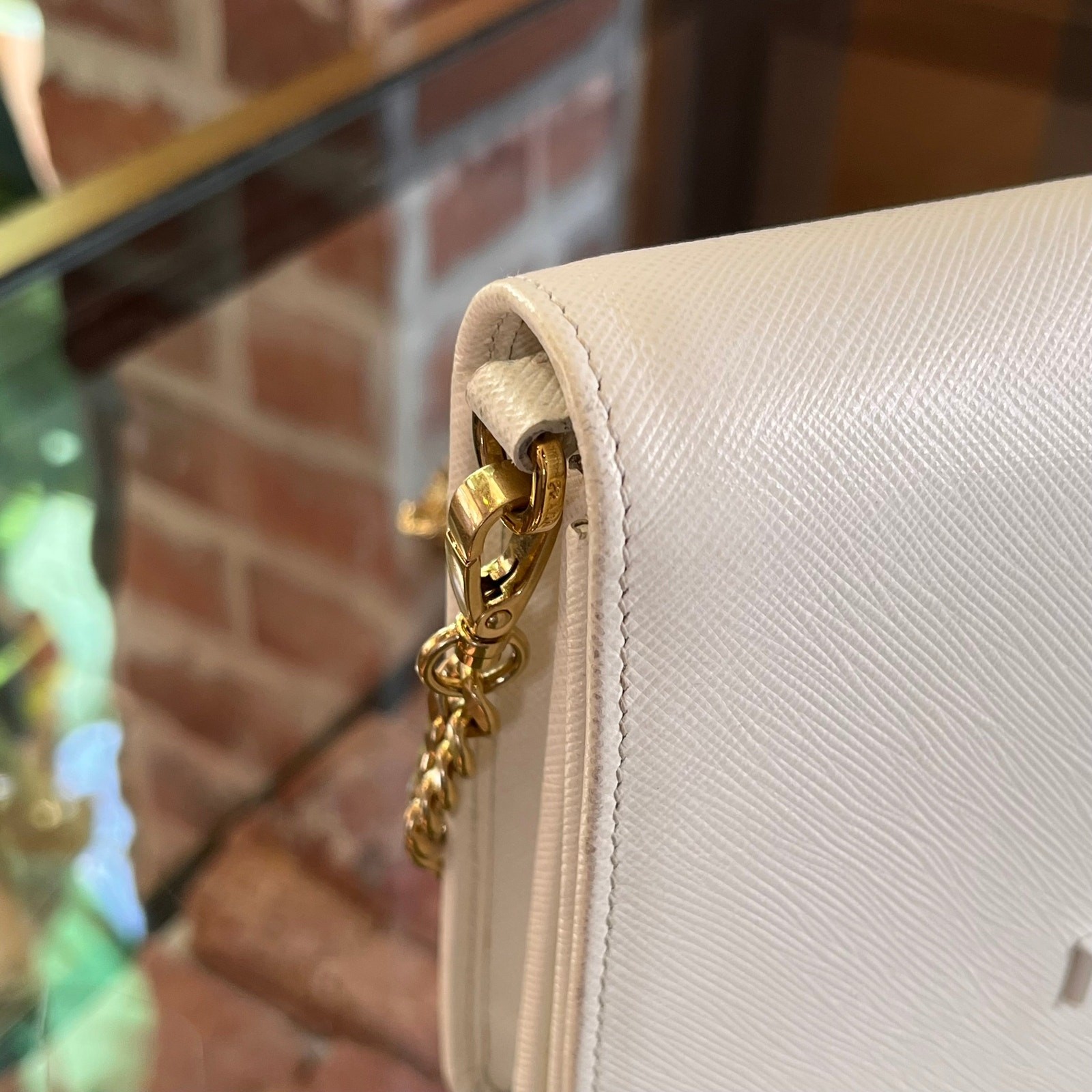 PRADA Talco White Saffiano Lux Leather Crossbody Bag thumbnail 9