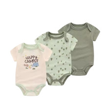 3PCS Fashion Summer Short Sleeve Cartoon Baby Boy Girl Bodysuit Cotton Newborn