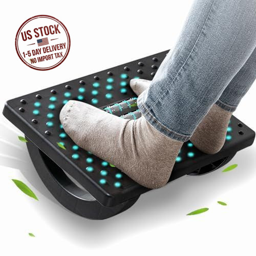 Under Desk Foot Rest Ergonomic Foot Stool Swingable Massage Rollers Office