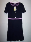 Boden Womans Dress Size US 6R Uk 10R  Navy Blue Lilac Trim NWT