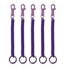 Retractable Coil Keychain W Plastic Double Clasp, 7", Dark Purple 5Pcs