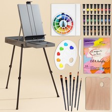 Artist Painting Set with French Easel, 37Pcs Professional Easel Kit with Canv...
