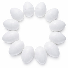 12 White Plastic Easter Eggs