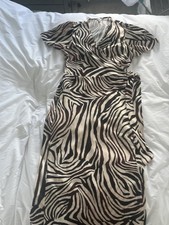 M&Co Women’s Zebra Animal Print A-Line Midi Dress Short Sleeve UK 14