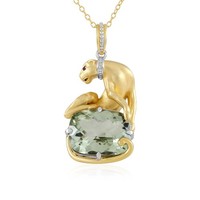 Halskette Aus Vergoldetem Silber Mit GrüNem Amethyst