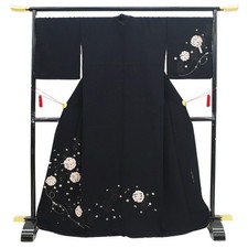 Hand-dyed Formal Kimono Unused Lined Pure Silk Floral Pattern Made in Japan
