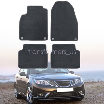 2003-2011 For Saab 9-3 Front & Rear Velour Floor Mats Carpet Anti-Slip Black New