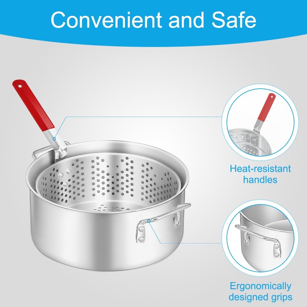 10QT Outdoor Fish Fryer Kit – Heavy-Duty Aluminum Pot  6.7QT Basket, Propane ...