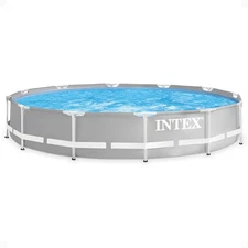 Intex 12 foot x 30 inch Prism Frame Round Above Ground Swimming Pool, (No Pump)
