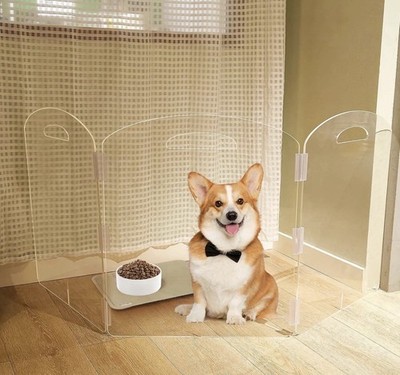 Clear 3 Acrylic Panel Playpen / Dog Gate Freestanding Safety Gate 60 x24 