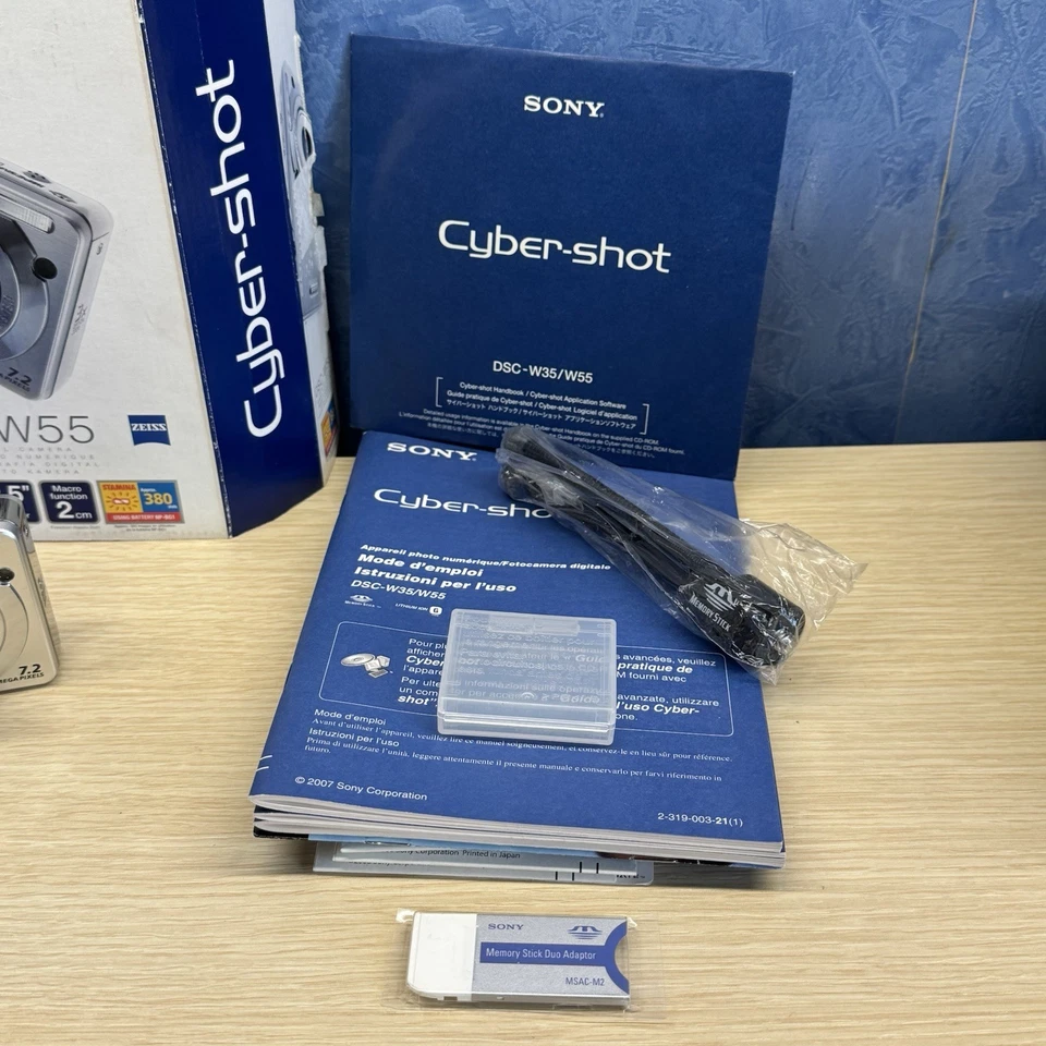 Sony Digital Camera Cybershot DSC-W55 7.2MP Silver Argento Scatola Caricatore - Immagine 4 di 4