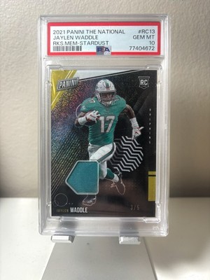 2021 Panini The National Jaylen Waddle Rookie Mem. Stardust /5 PSA 10 🔥POP 1🔥