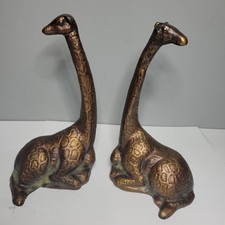 HEAVY CAST IRON AFRICAN SAFARI GIRAFFE ART STATUE SCULPTURE BOOKENDS HUBLEY
