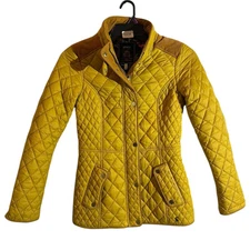 Joules Newdale Quilted Padded Jacket Zip Button Closure Women's Size 2 Caramel