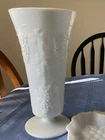 Vintage Milky White Grape Vase Textured Art Glass Hobnail Style