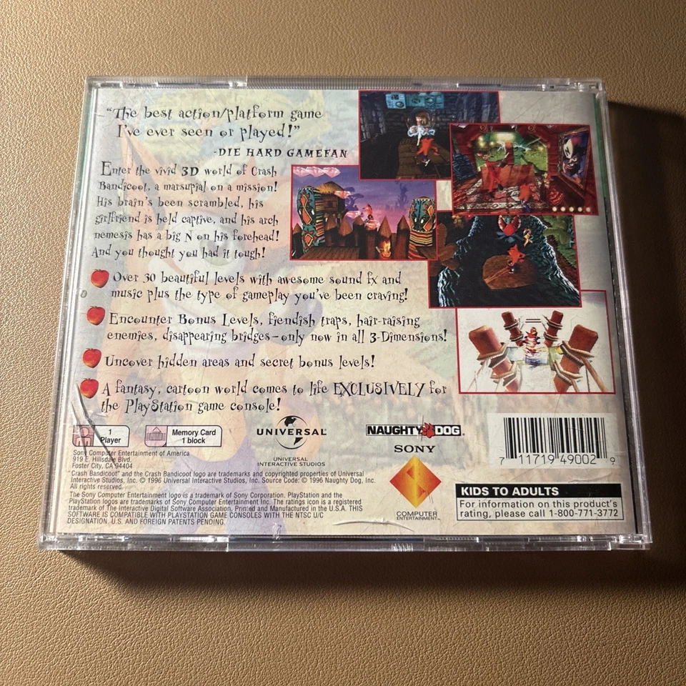 Crash Bandicoot Sony Playstation PS1 Green Label  TESTED Complete - Image 2 of 4