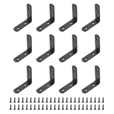 12Pcs L-Shaped Brackets Corner Brace, 2.56"x2.56"x0.79" Bracket (Black)