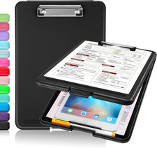 Clipboard with Storage, Plastic Storage Clipboard with Low Profile Clip, Heavy D