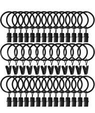 40 Pack Curtain Rings with Clips, Drapery Clips with Rings, Black, Fits 1” Rod