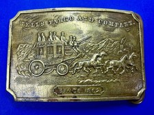 Wells Fargo  Company Since 1852 Stagecoach Vintage Tiffany Belt Buckle See Back