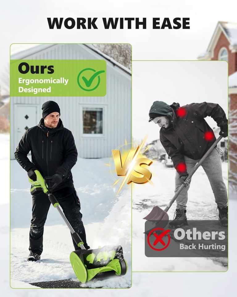 20V 14-Inch Cordless Snow Shovel, 4Ah Cordless Snow Blower, irectional Plate 20V 14-Inch Cordless Snow Shovel, 4Ah Cordless Snow Blower, irectional Plate