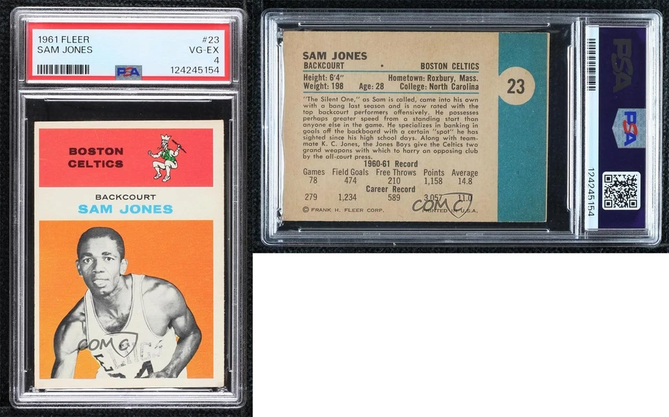 1961-62 Fleer Sam Jones #23 PSA 4 Rookie RC HOF - Image 3 of 3