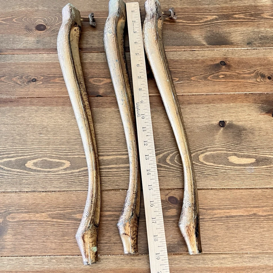 Vintage Plástico Dourado Italiano RePurpose Pernas de Mesa 19" Longo Conjunto De 3 - Imagem 2 de 4