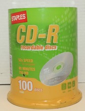 Staples Blank Recordable CD Discs 100 Count New mark80