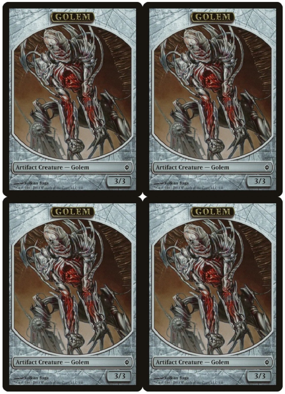 MTG Golem Token x4 New Phyrexia NM Playset