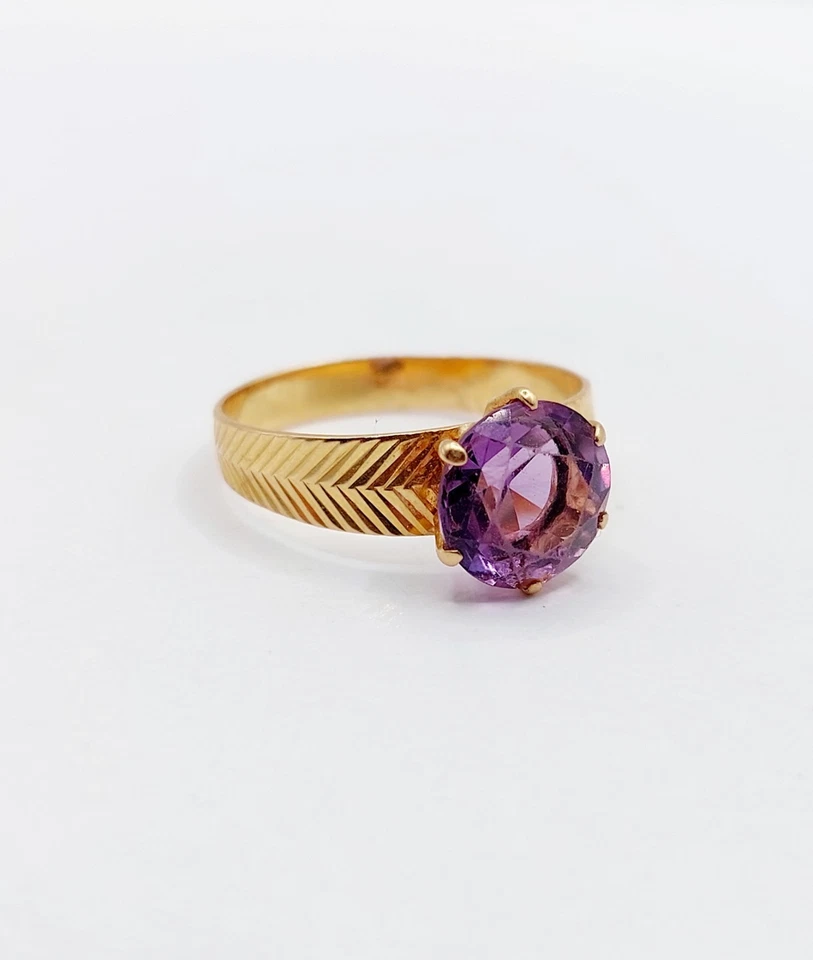 Anillo de cóctel vintage de oro rosa 18k y amatista - Imagen 4 de 4