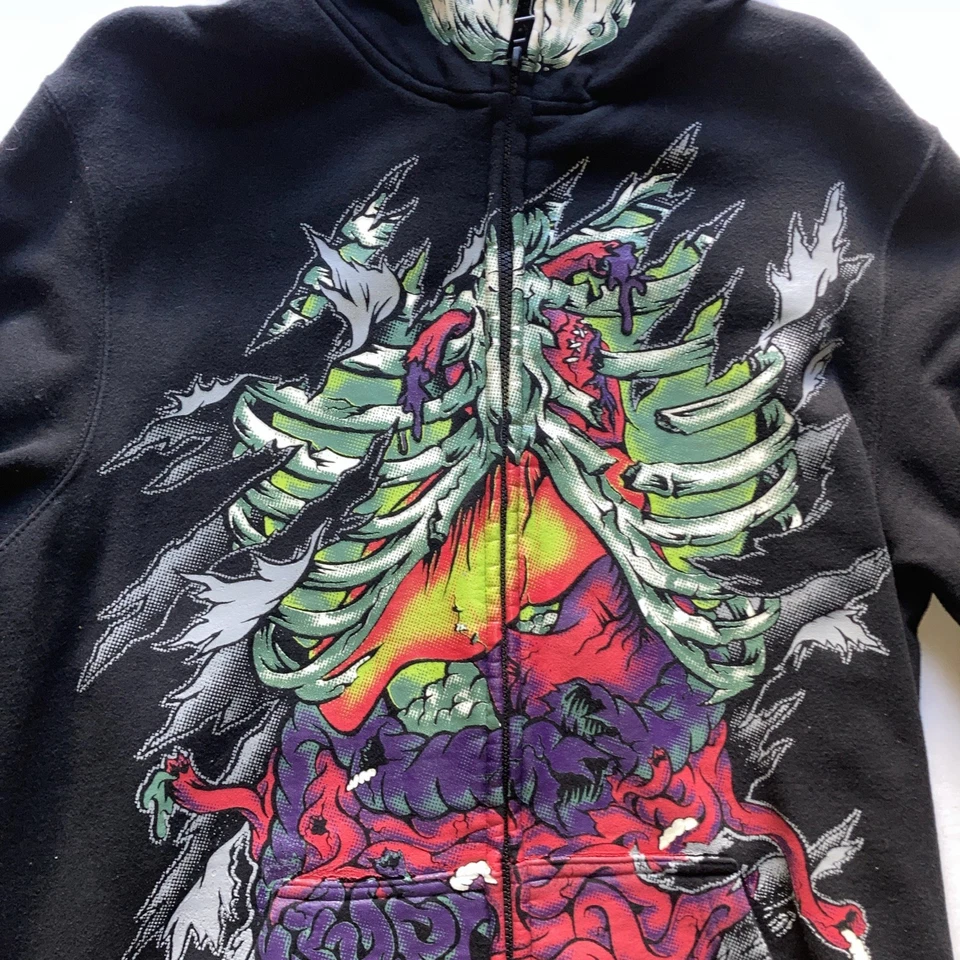 Vintage Vurt Skelton Jacket Full Zipper Hooded Size Large - Image 3 of 4