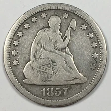 1857 United States Seated Liberty Quarter - Fine (F) KM#A64.2 - 7909-PC