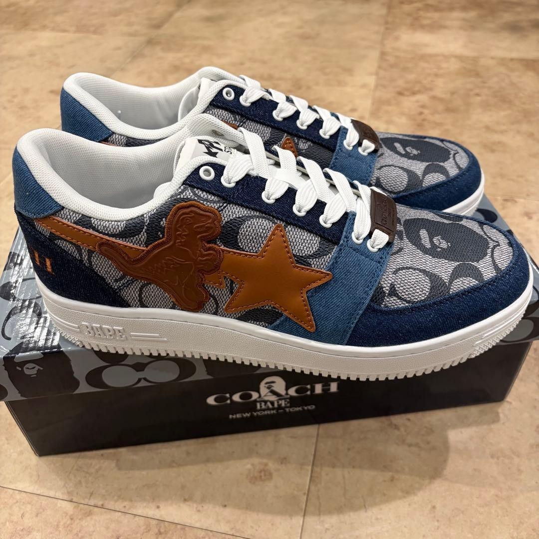 APE x COACH BAPE STA Denim Sneakers Navy US10 | eBay