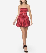 B.Darlin Strapless Belted-Jeweled-Waist Taffeta Fit-And-Flare Prom Dress New NWT