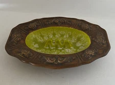 Vintage MCM California Treasure Craft Ceramic Ashtray Made in USA Green