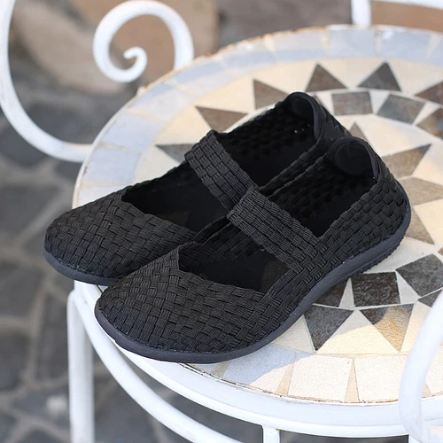 Damen-Slipper Wanderschuhe gewebt elastisch Mary Jane flach leicht modisch - Bild 15 von 36