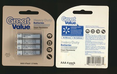 NEW IN PACKAGE Great Value Pack 20 AAA Batteries 1.5V (Best if used by 2016)