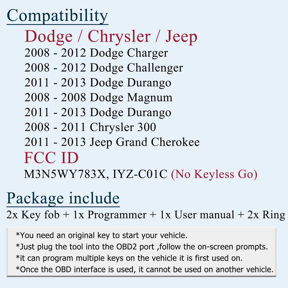 2 Для 2011 2012 2013 Jeep Grand Cherokee Dodge Durango дистанционный брелок программатор - Изображение 2 из 4