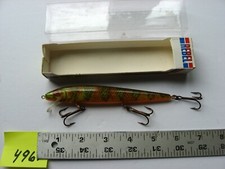 #496) Vintage Rebel F 3082 Żółty pływak okoniowy Minnow Przynęta wędkarska 5 1/2" Korpus