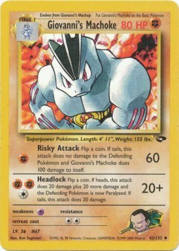 Pokemon Card - Gym Challenge 42/132 - GIOVANNI'S MACHOKE (uncommon) - NM