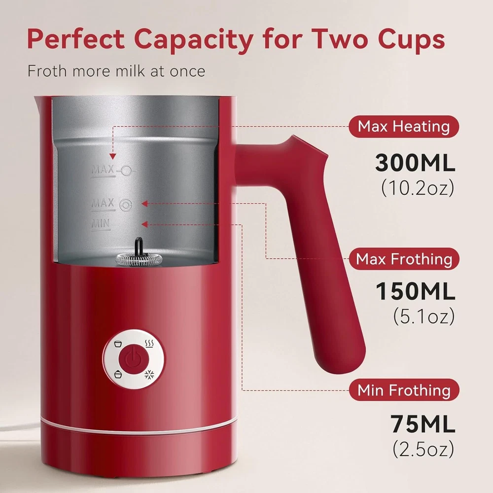 Milk Frother and Steamer, GREECHO 4 IN 1 Electric Frother, Viva Magenta