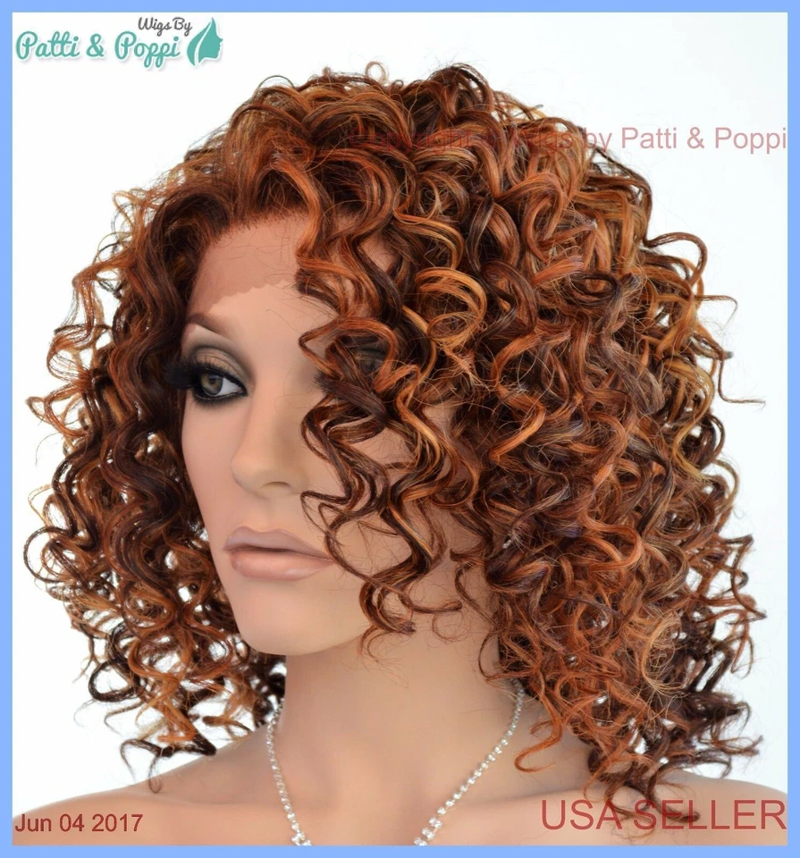 Peluca roja mediana rizada delantera de encaje Clr F33.32.240 sexy estilo caliente vendedor de EE. UU. 1209 Foto 3 de 4