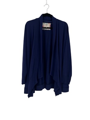 Cupio women s plus blue open cardigan top 2X longsleeve 50-46% viscose/polyester