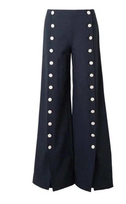 Pantaloni a gamba larga Tory Burch Carrie impreziositi da bottoni 14 nuovi con etichetta