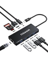 QGeeM USB C Hub Ethernet,9 in 1 USB Type C Hub HDMI Multi-Port Converter Adap...