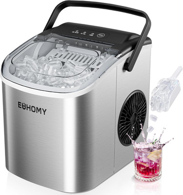 Countertop Ice Maker Machine with Handle, 26Lbs per Day, 9 Ice Cubes Ready in 6 